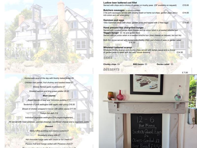 The Bell at Yarpole Menu