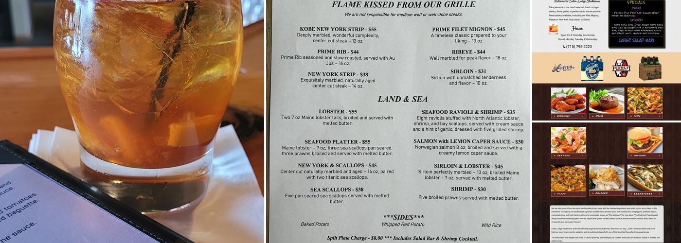 Cedar Lodge Steakhouse & Grille Menu