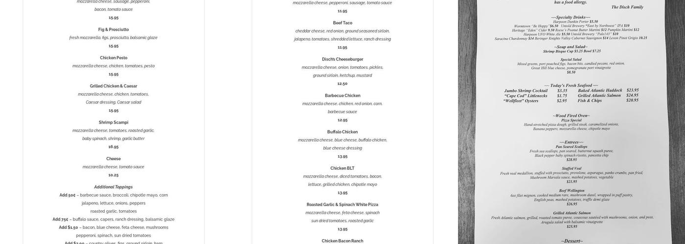Disch's Route 53 Tavern Menu