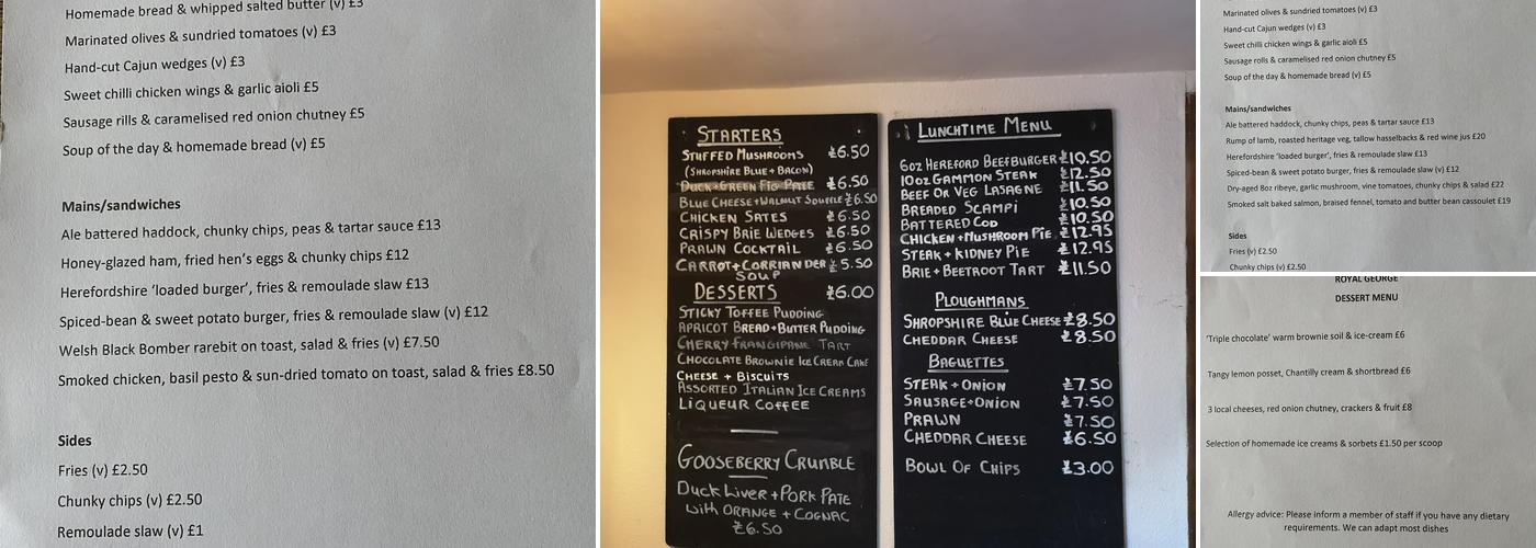 The Royal George Menu