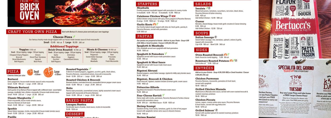 Bertucci's Italian Restaurant Menu