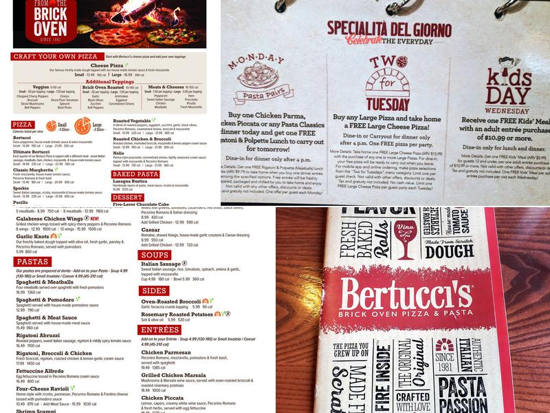 Bertucci's Italian Restaurant Menu