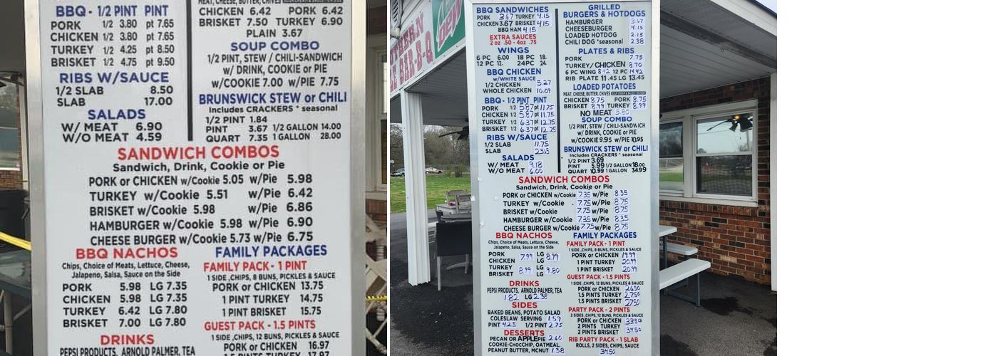 Southern Style Barbeque Menu