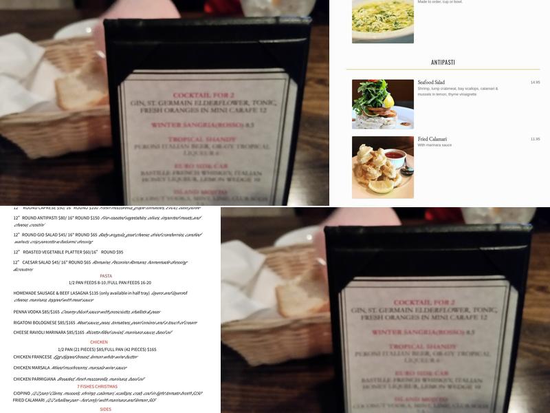 Gio Italian Grill Menu