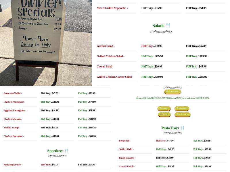 Dimitri's Pizza Menu