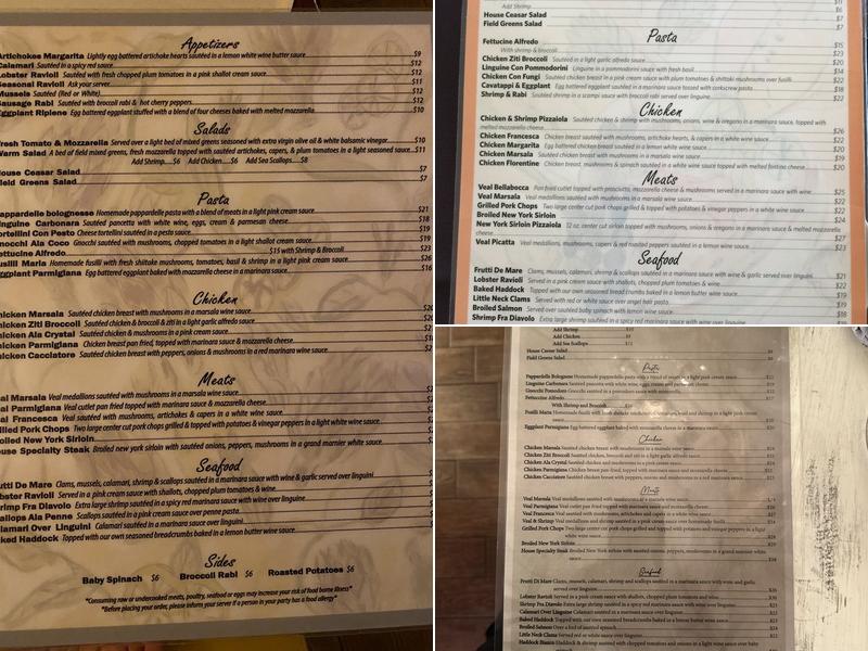 Artichokes Restaurant Menu