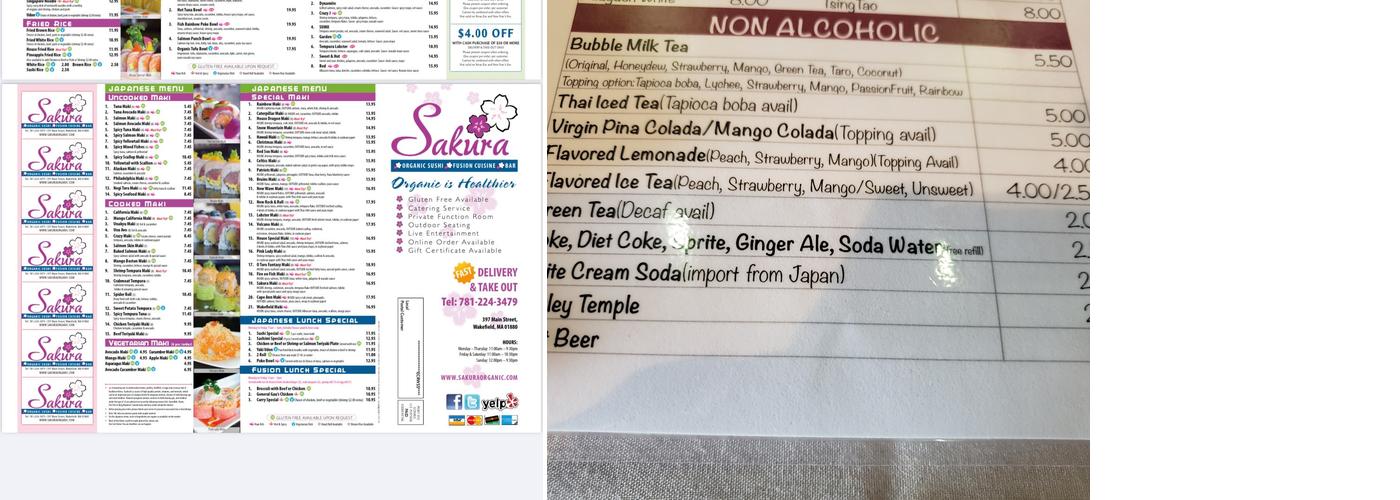 Sakura Organic Menu
