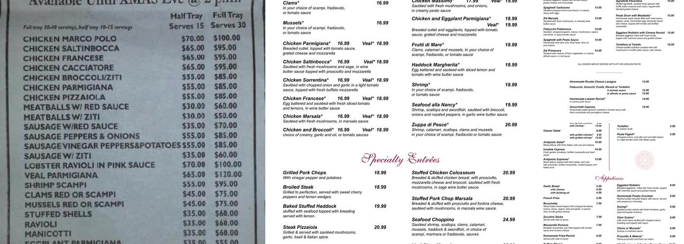 Massimo's Ristorante Menu