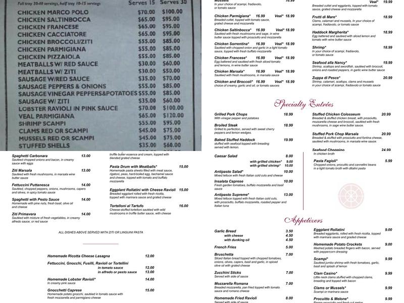 Massimo's Ristorante Menu