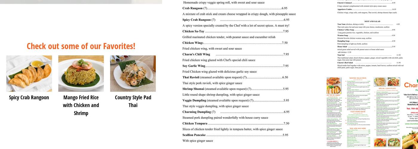 Charm Thai Bistro Menu