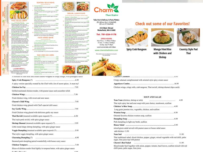 Charm Thai Bistro Menu
