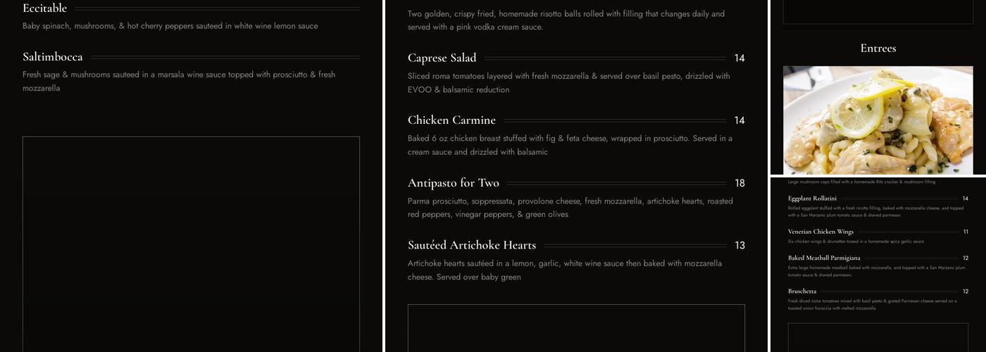 Venetian Moon Menu