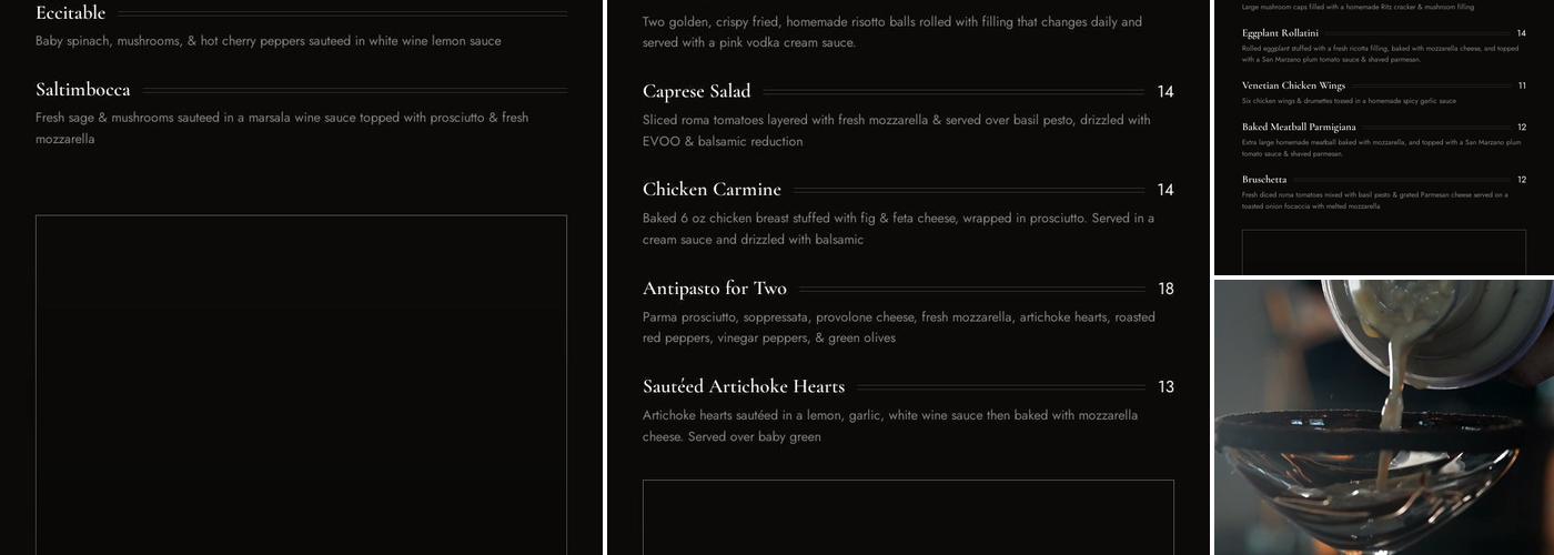 Venetian Moon Menu