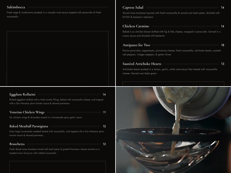 Venetian Moon Menu