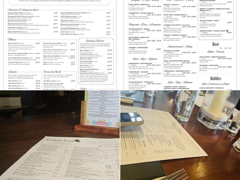 The Golden Lion Menu