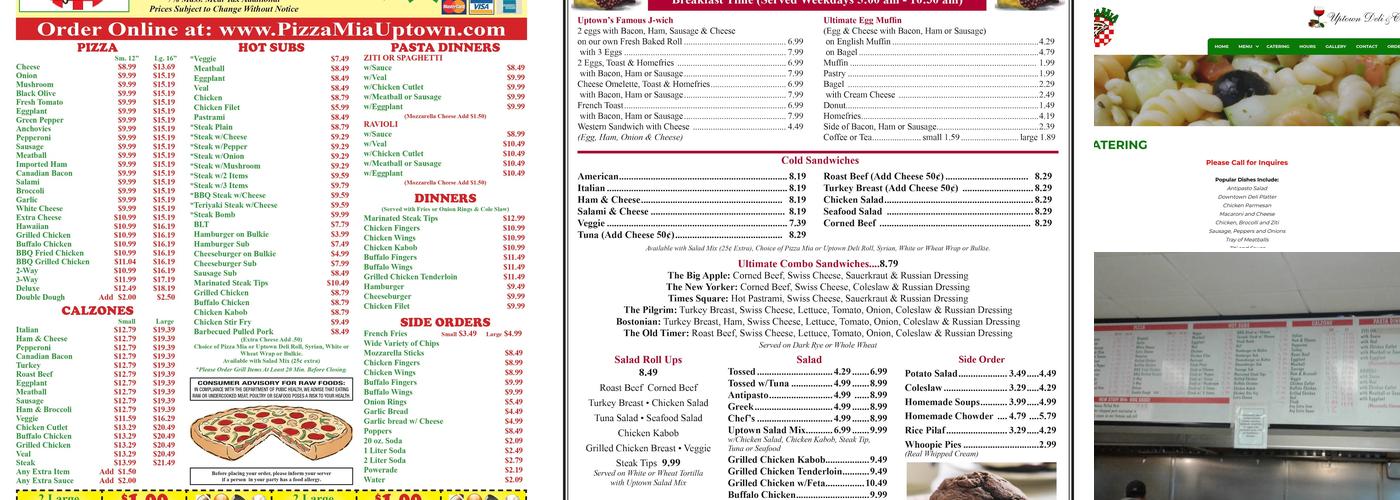 Pizza Mia - Uptown Deli Menu