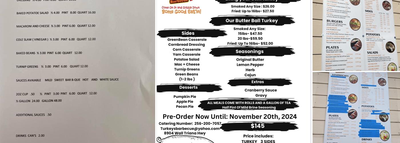 Turkey's Barbecue Menu