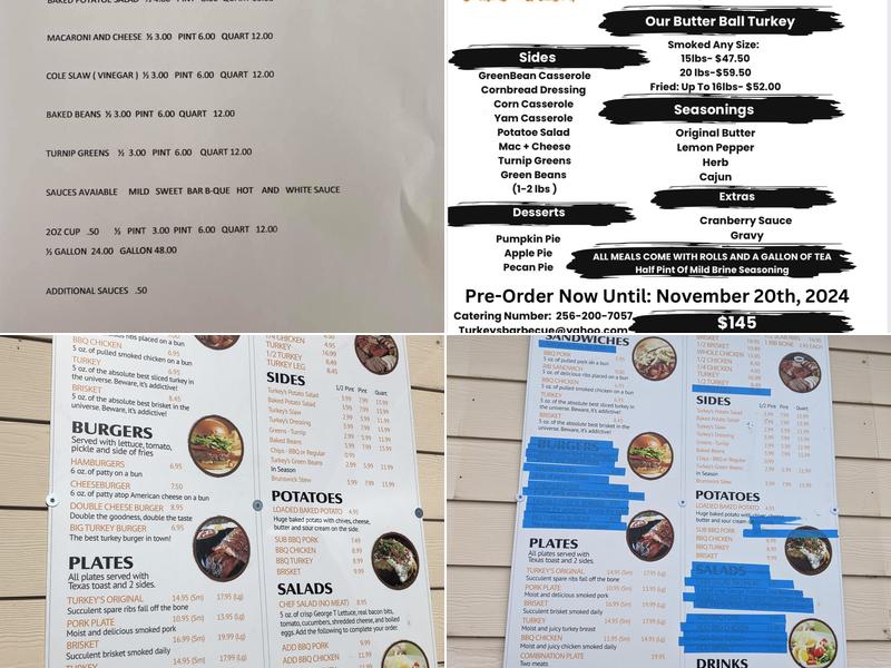 Turkey's Barbecue Menu