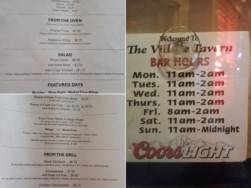 Village Tavern Menu