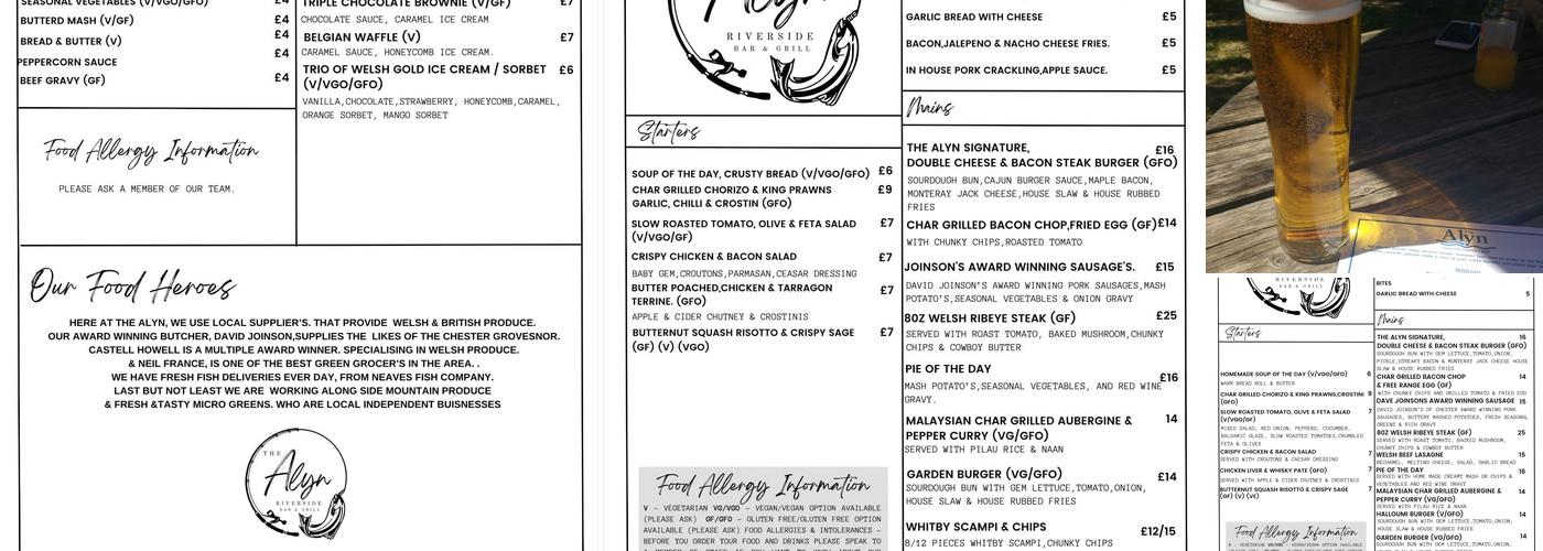 The Alyn At Rossett Menu
