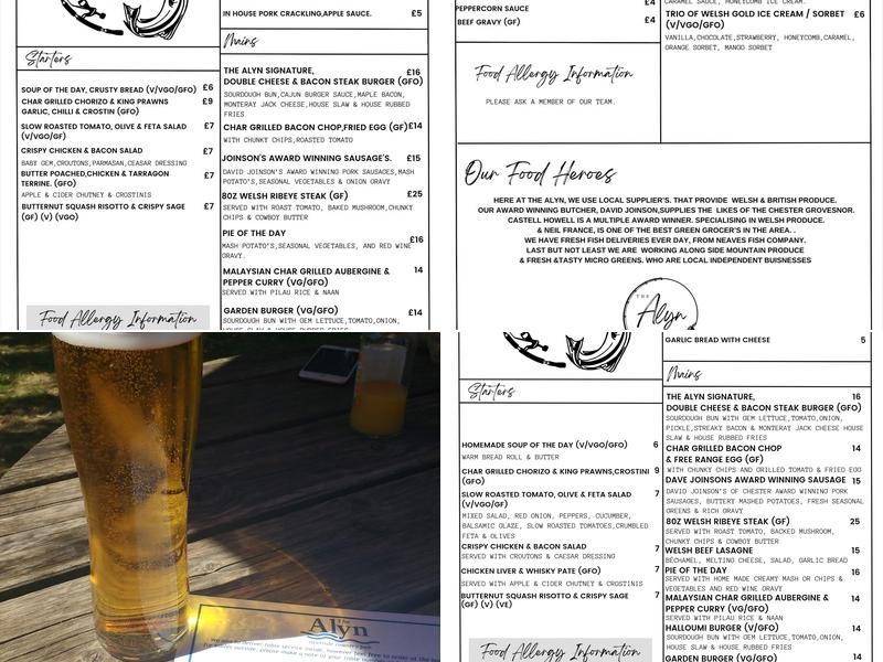 The Alyn At Rossett Menu
