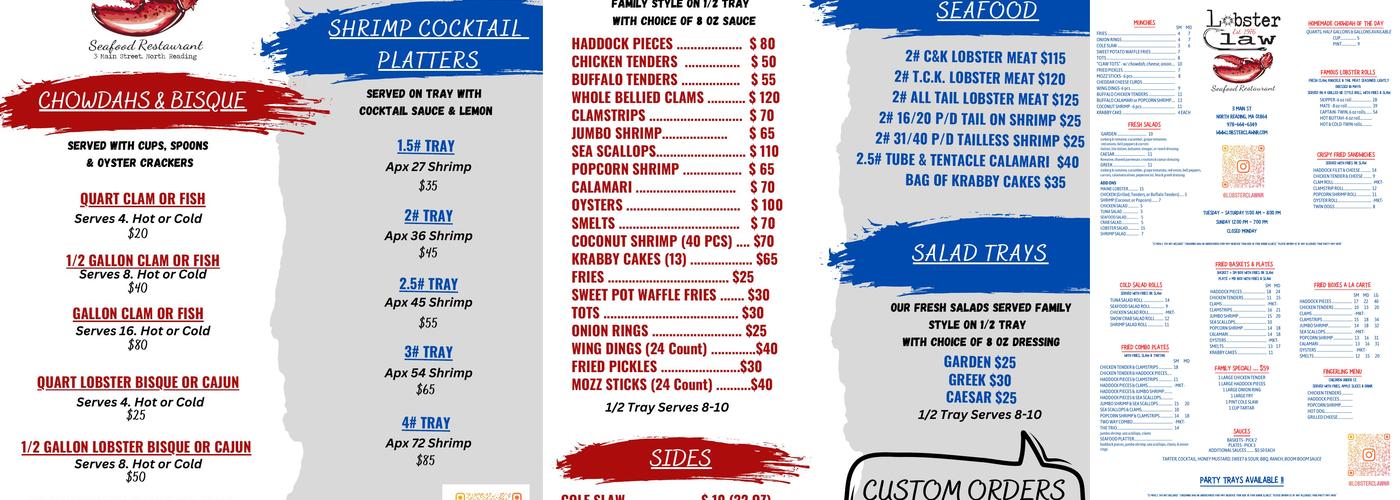 Lobster Claw Menu