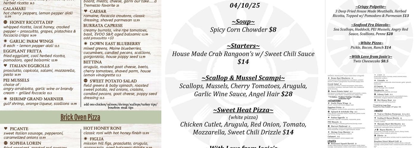 Tremezzo Ristorante Menu