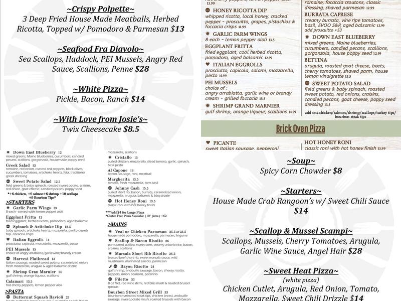 Tremezzo Ristorante Menu