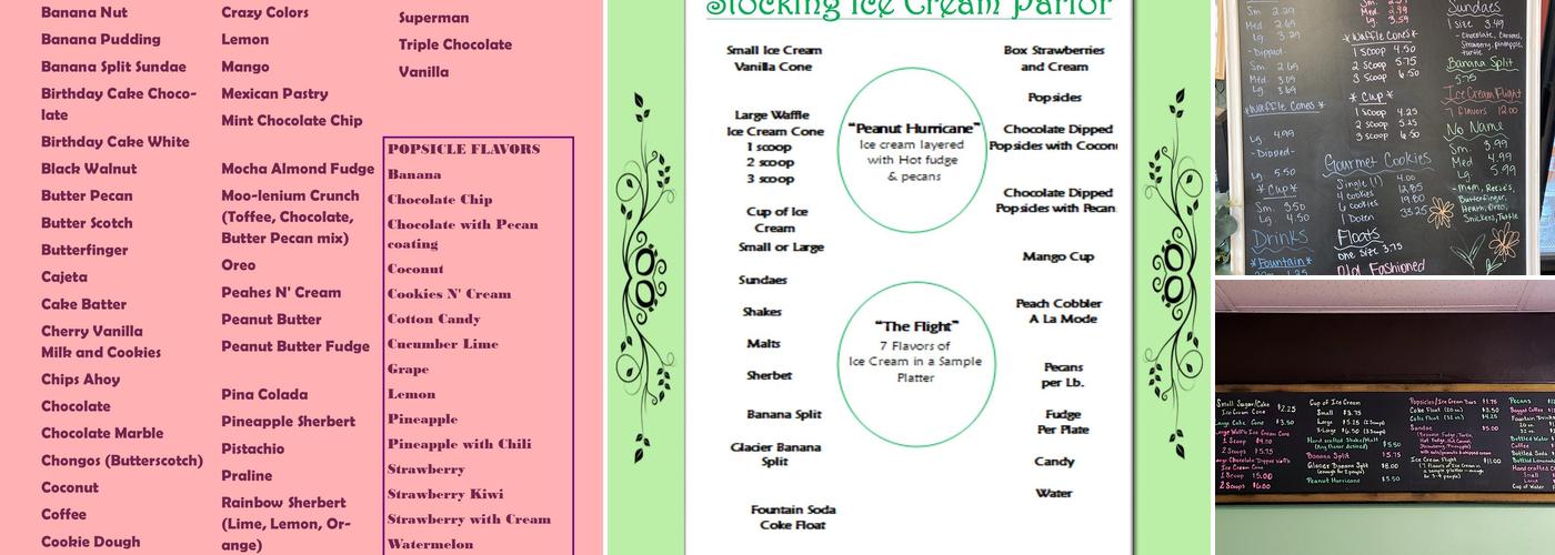 Stocking Ice Cream Parlor Menu