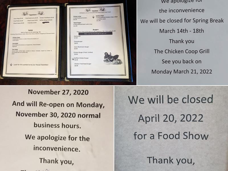 Chicken Coop Grill Menu
