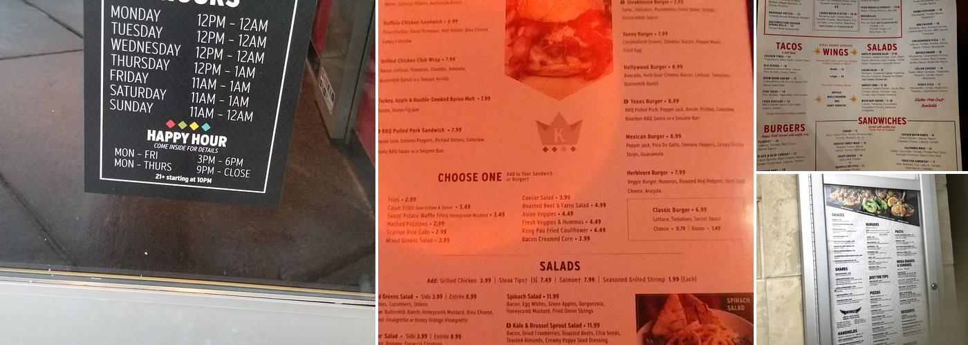 Kings Dining & Entertainment Menu