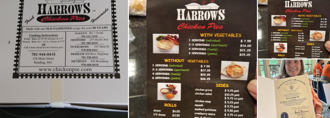 Harrows Chicken Pies Menu
