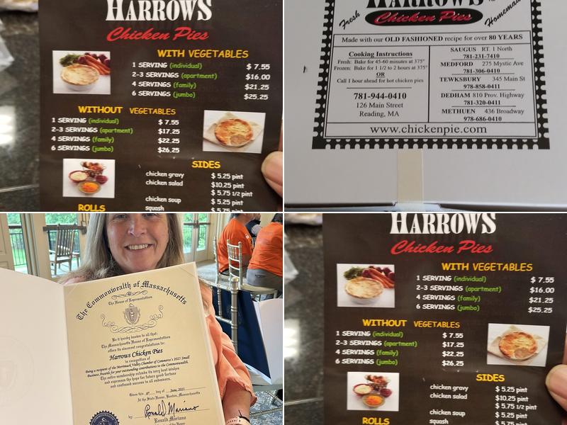 Harrows Chicken Pies Menu