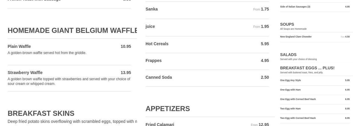 Fisherman's Restaurant Menu