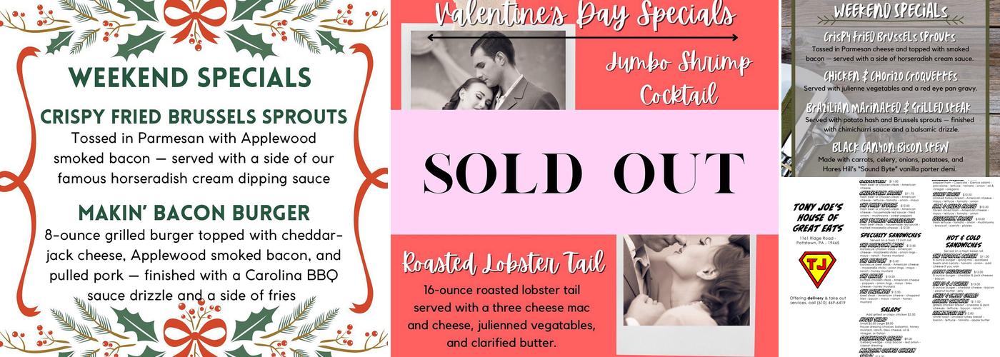 Tony Joe's House of Great Eat's Menu