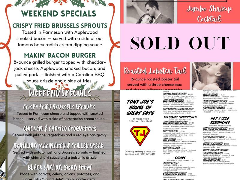 Tony Joe's House of Great Eat's Menu