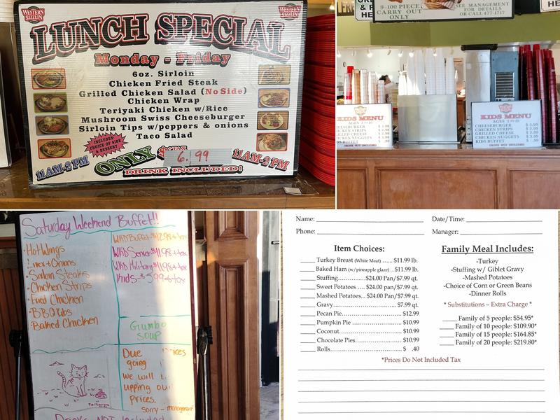 Western Sizzlin Menu