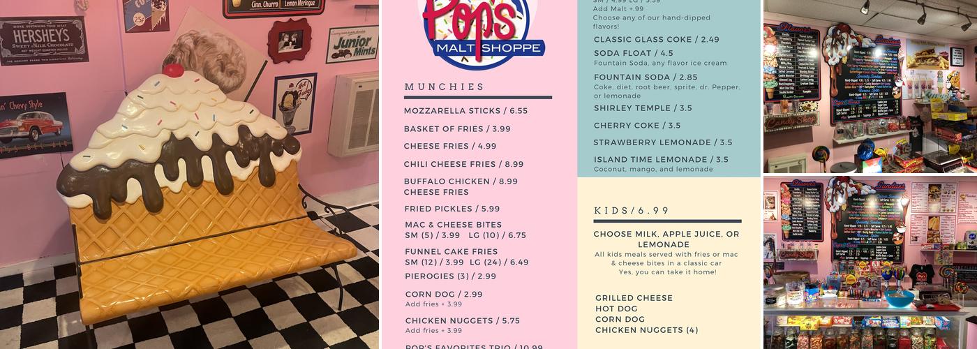 Pop's Malt Shoppe Menu
