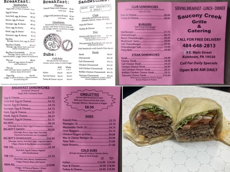 Saucony Cafe' Menu