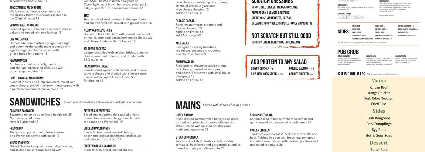 Coppermill Steakhouse & Lounge Menu