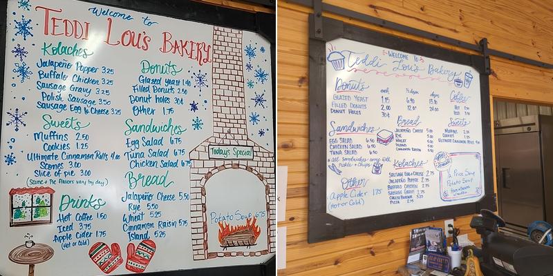 Teddi Lou's Bakery Menu