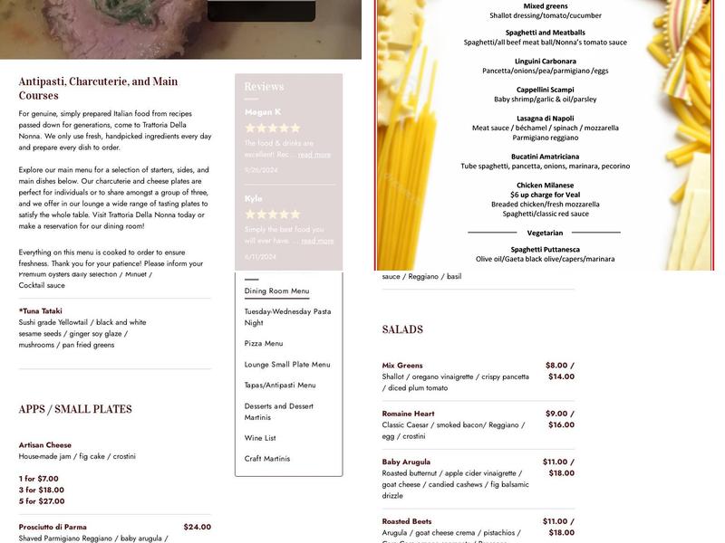Trattoria Della Nonna Menu