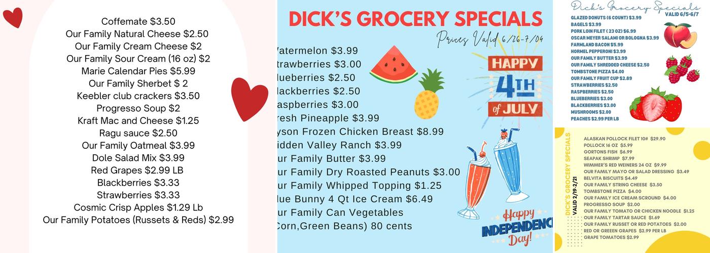 Dick's Place Menu