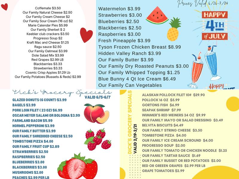 Dick's Place Menu