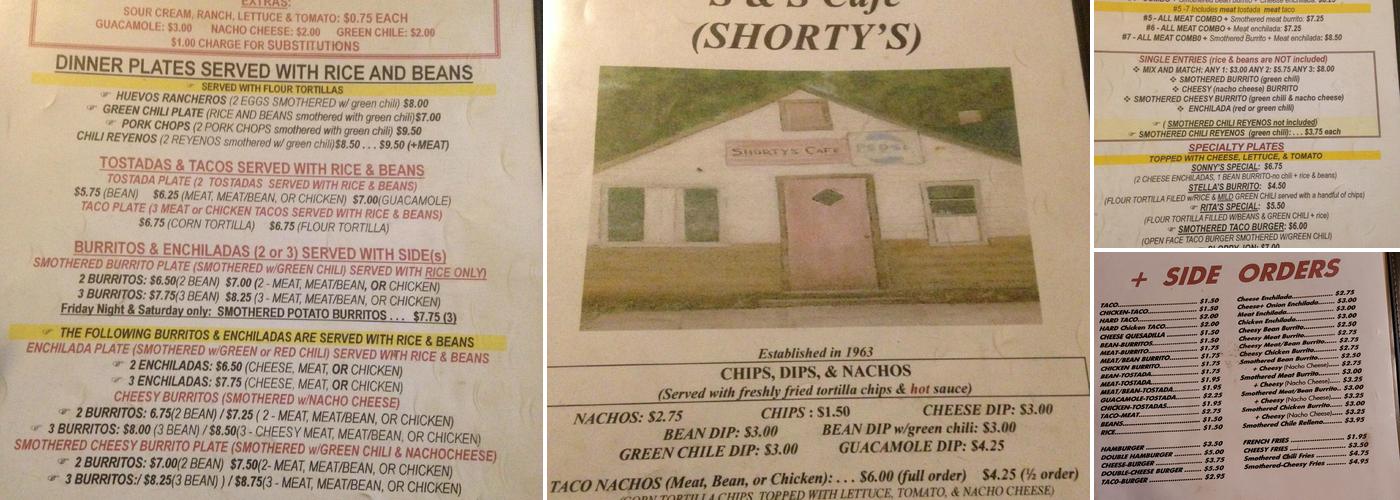 Shorty's Cafe Menu
