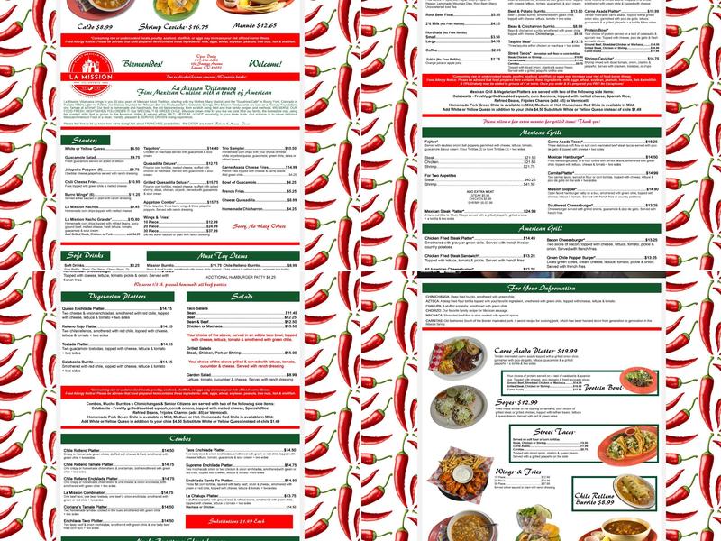 La Mission Villanueva Menu