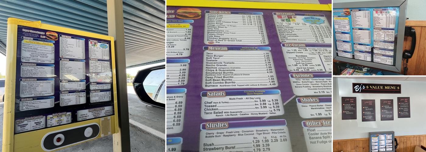 BJ's Burgers & Fries Menu
