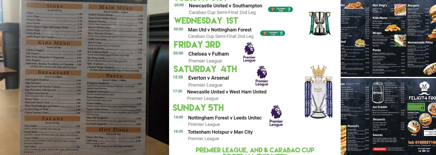 The Golden Lion Menu