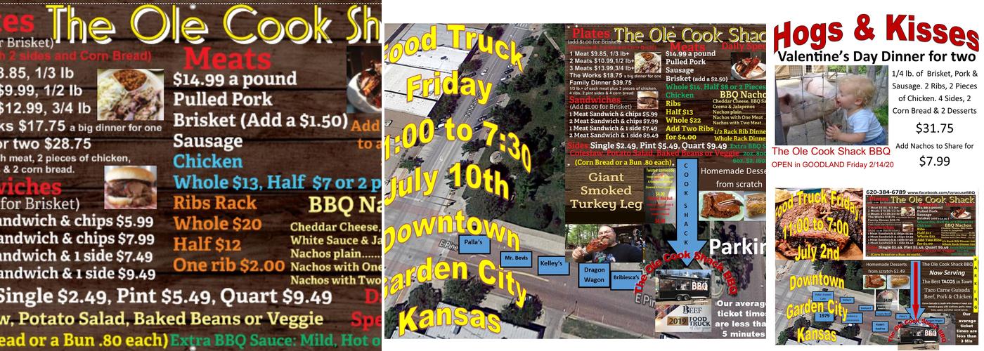 The Ole Cook Shack BBQ & Desserts Menu