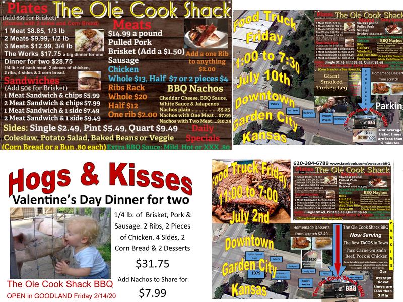 The Ole Cook Shack BBQ & Desserts Menu